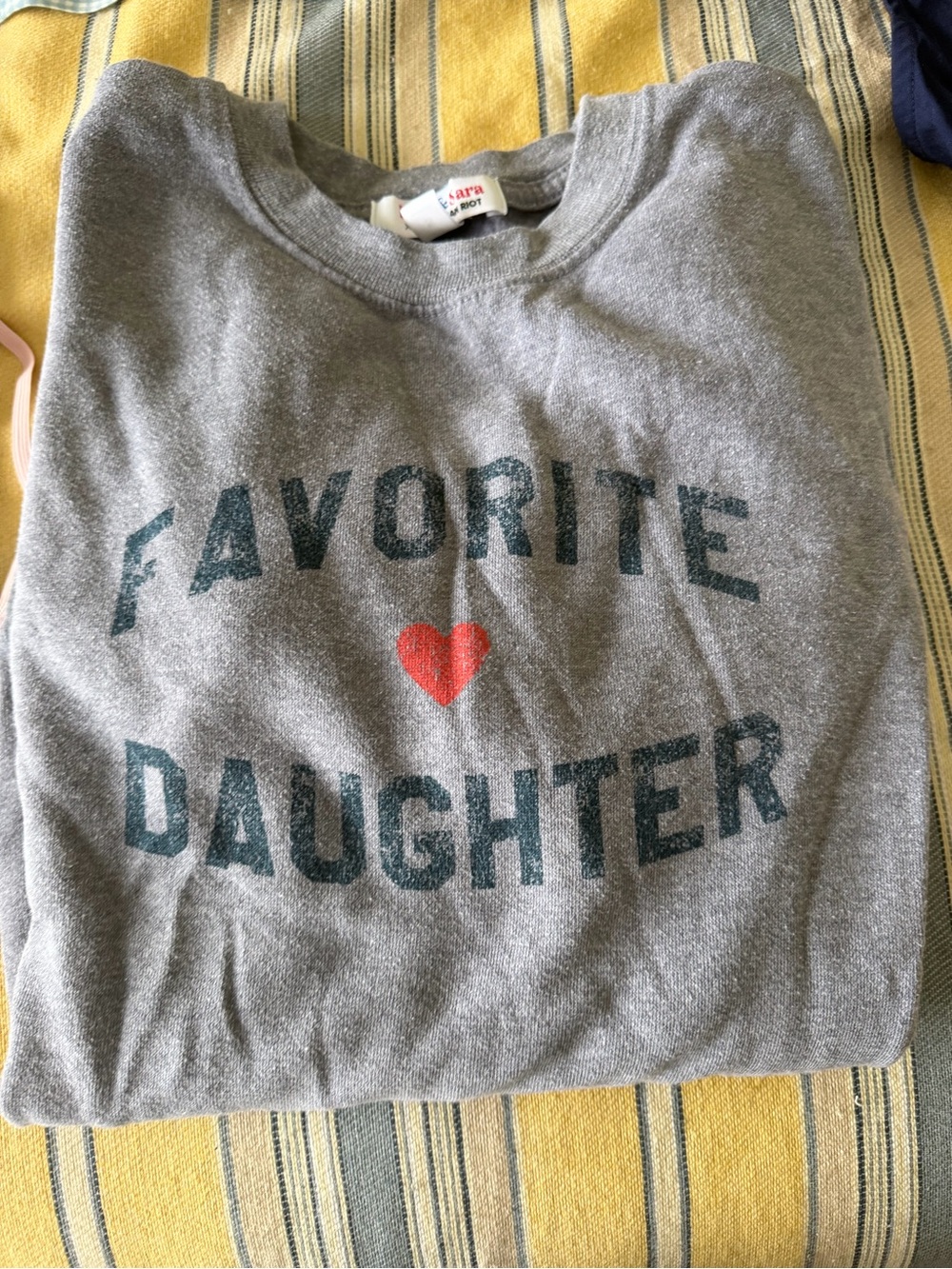 Sub_Urban Riot Gray Sweatshirt with Teal 'Favorite Daughter' Print and Red Heart